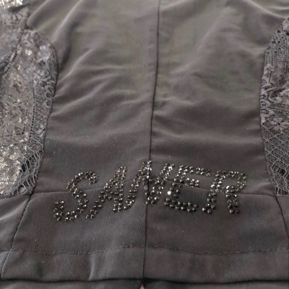 SANER V-neck shorts sleeve see true lace blouse - Picture 15 of 16